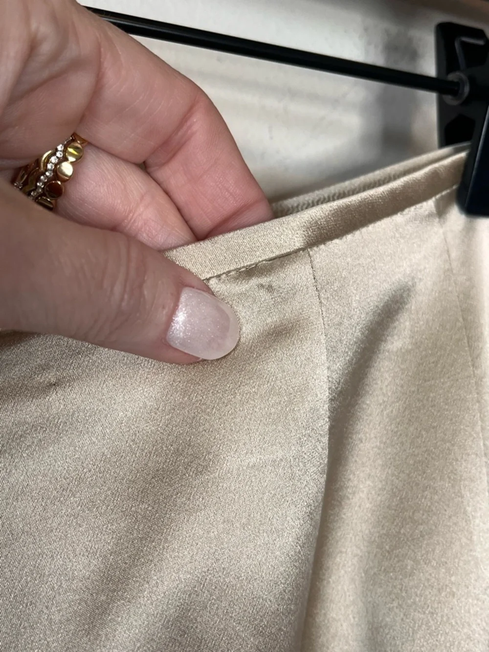TALBOTS Vintage Silk Straight Leg Pants Lined Trousers Champagne Tan Size 8P - Picture 4 of 9